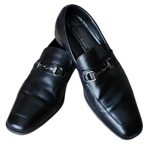 Aston Grey Haywood Black Leather Loafers Men’s 9.5M Slip-On Bit Dress Shoes